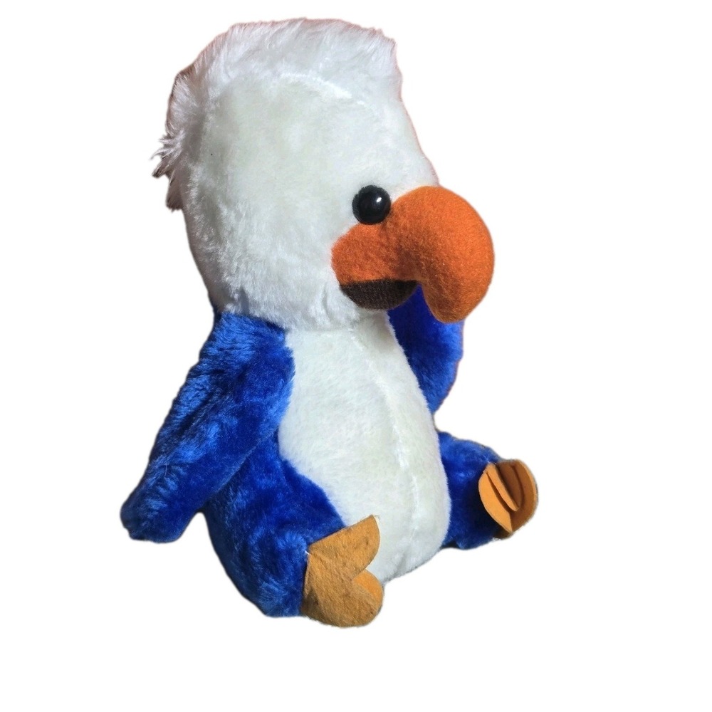 VINTAGE Brechner Eagle Plush Paper Stuffed Animal New York Blue & White Bird